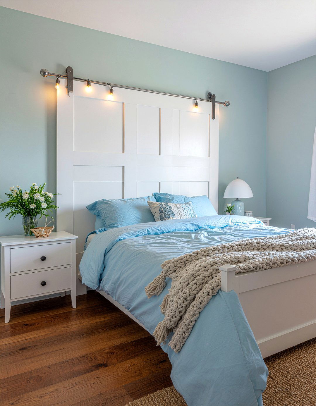 Repurposed Door Headboard - 30 cheap bedroom furniture ideas