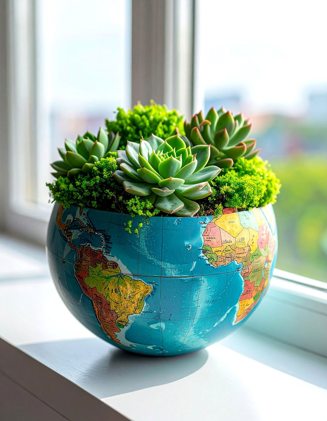 Repurposed Globe Planter - 30 globe decor ideas