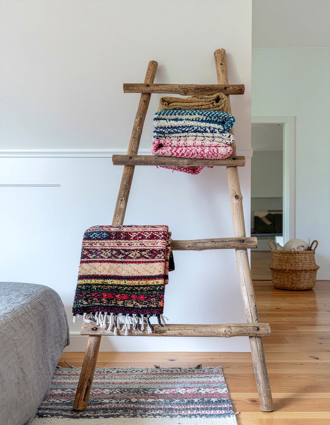 Repurposed Ladder - 30 low cost bedroom ideas