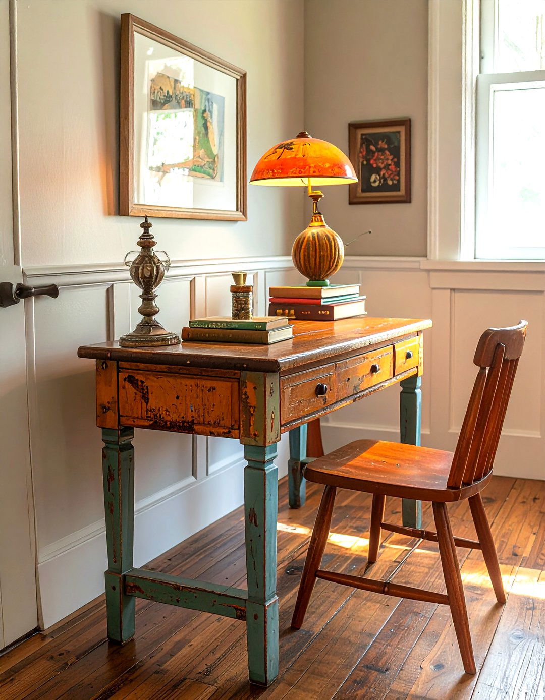 Repurposed School Desk - 30 thrift store dining room ideas