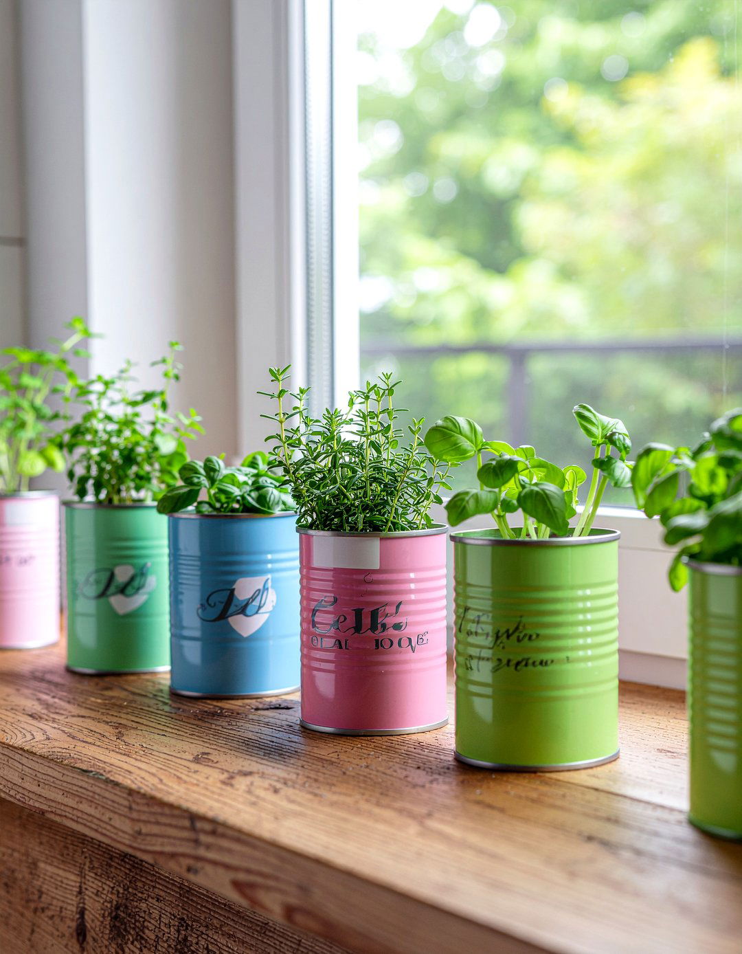 Repurposed Tin Can Herb Garden - 30 indoor herb garden kitchen ideas