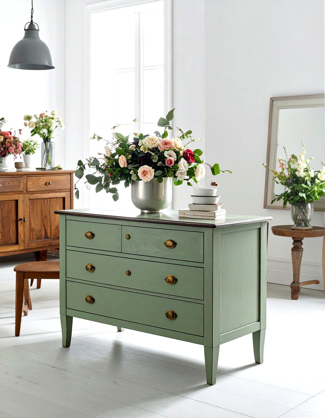 Repurposed Vintage Dresser - 30 dining room storage hacks