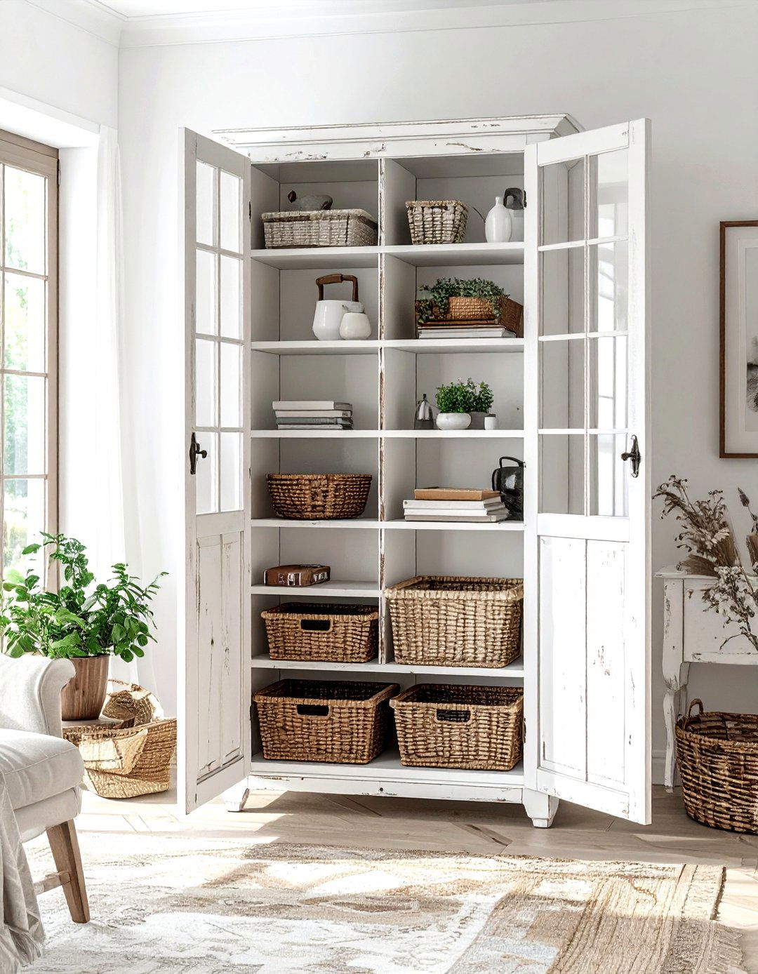 Repurposed armoire - 30 living room storage hacks