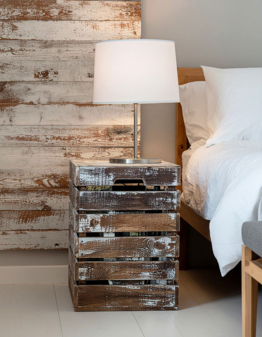 Repurposed crates - 30 bedroom on a budget ideas