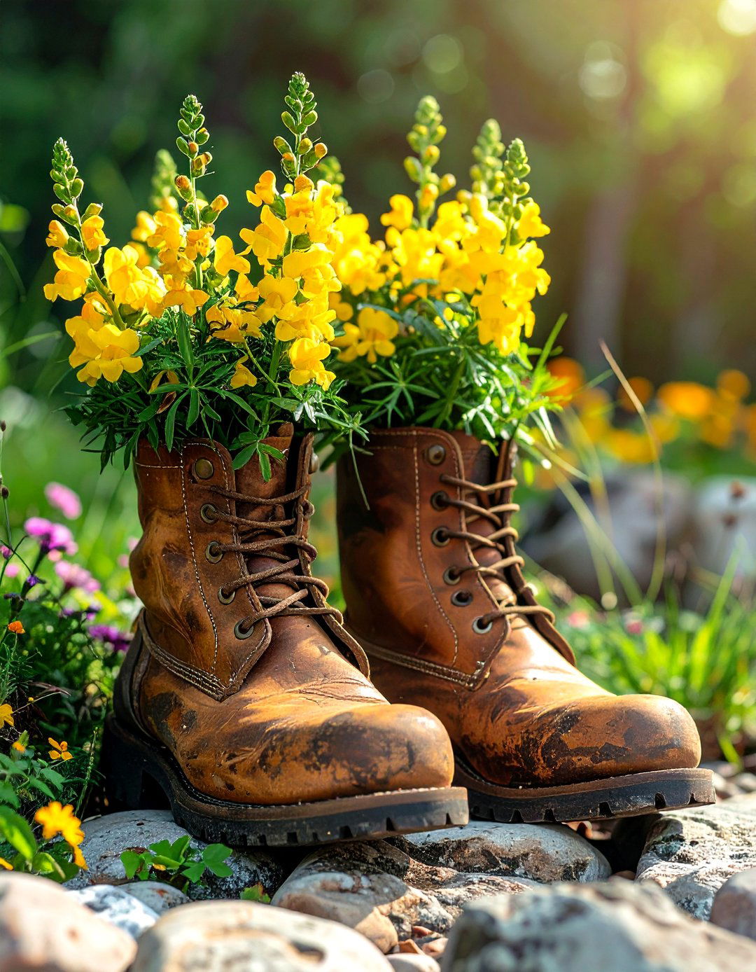 Repurposed leather boots - 30 vintage planter ideas