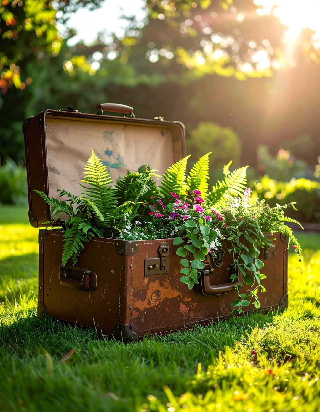 Repurposed vintage suitcases - 30 vintage planter ideas