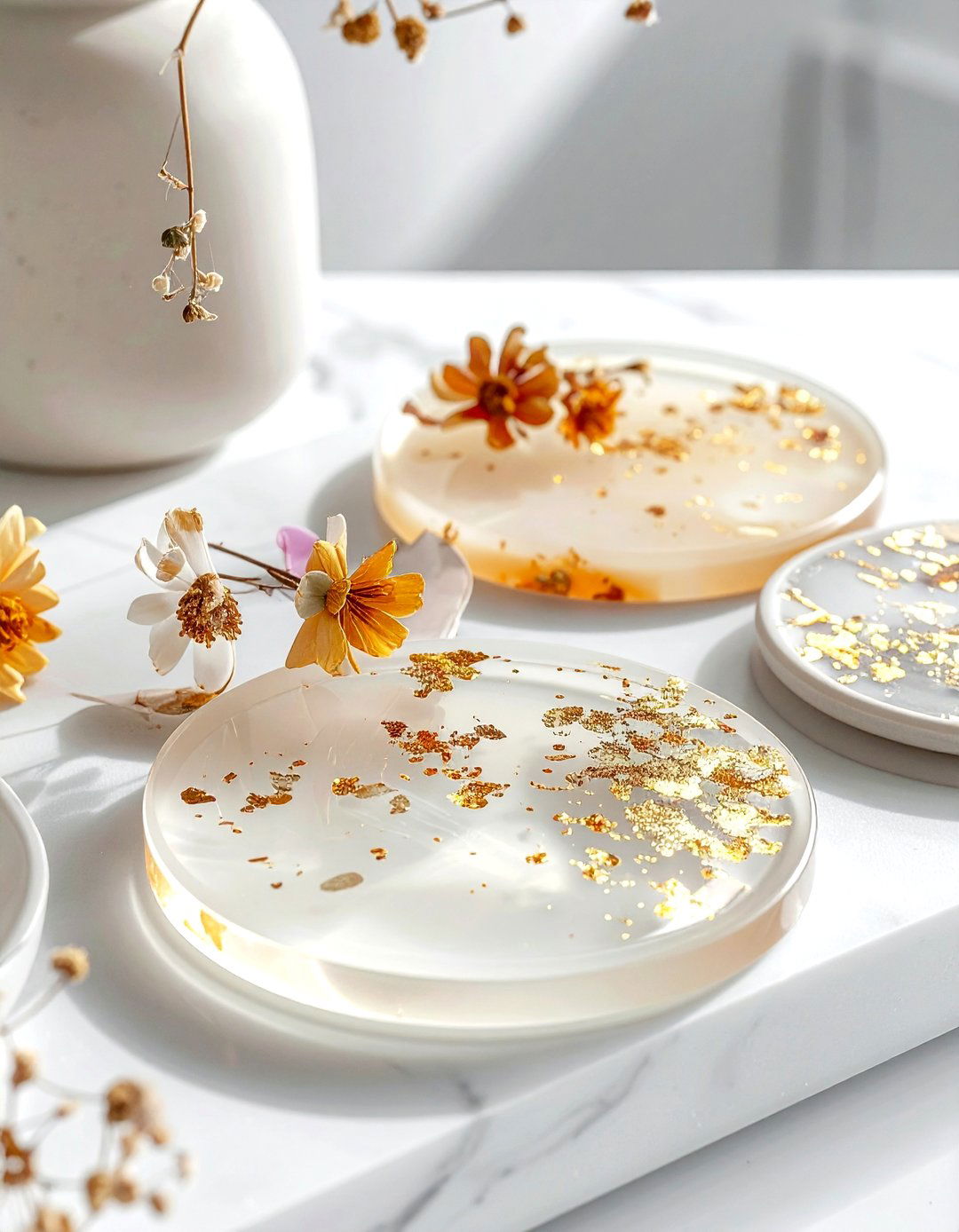 Resin coaster set - 30 handmade decor ideas
