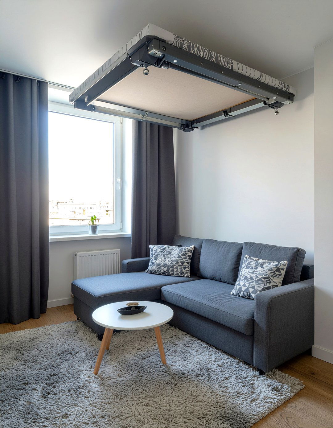 Retractable Ceiling Bed - 30 bedroom transforming furniture ideas