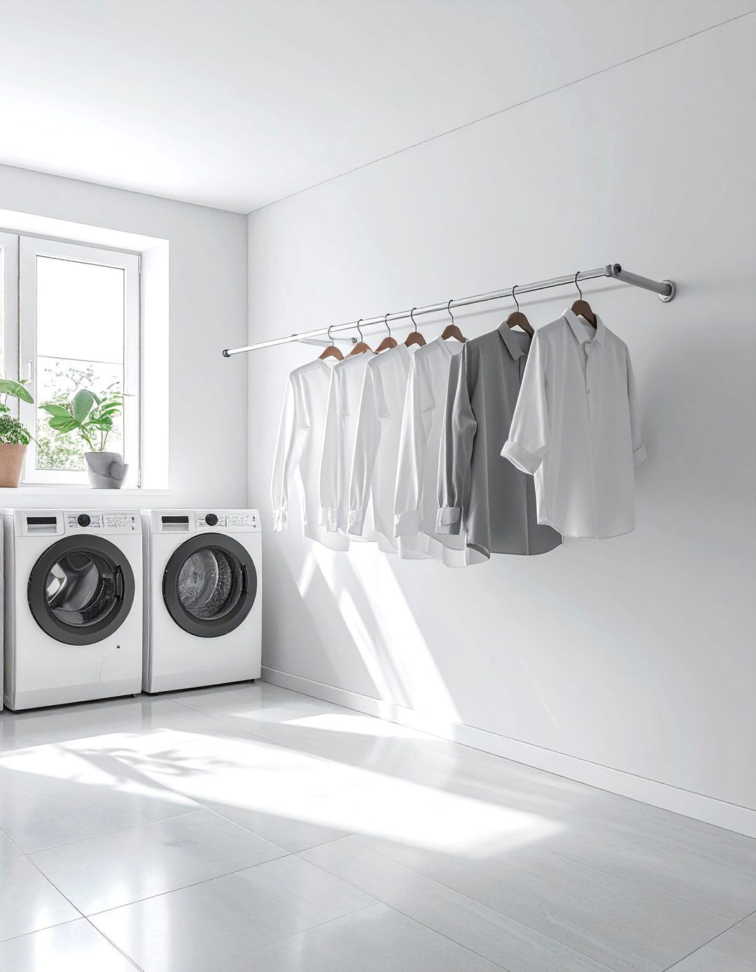 Retractable Indoor Clothesline System - 30 laundry room storage ideas