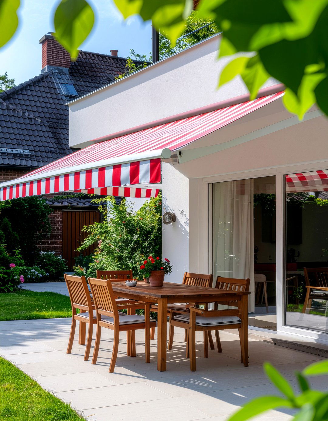 Retractable awning for patio - 30 garden dining ideas