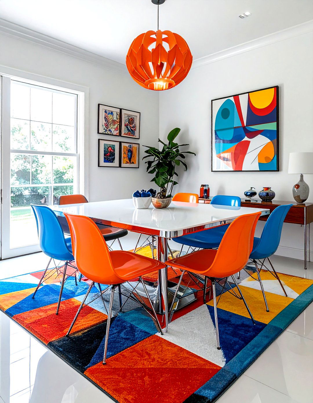 Retro Colorful Dining Room - 30 apartment dining room ideas