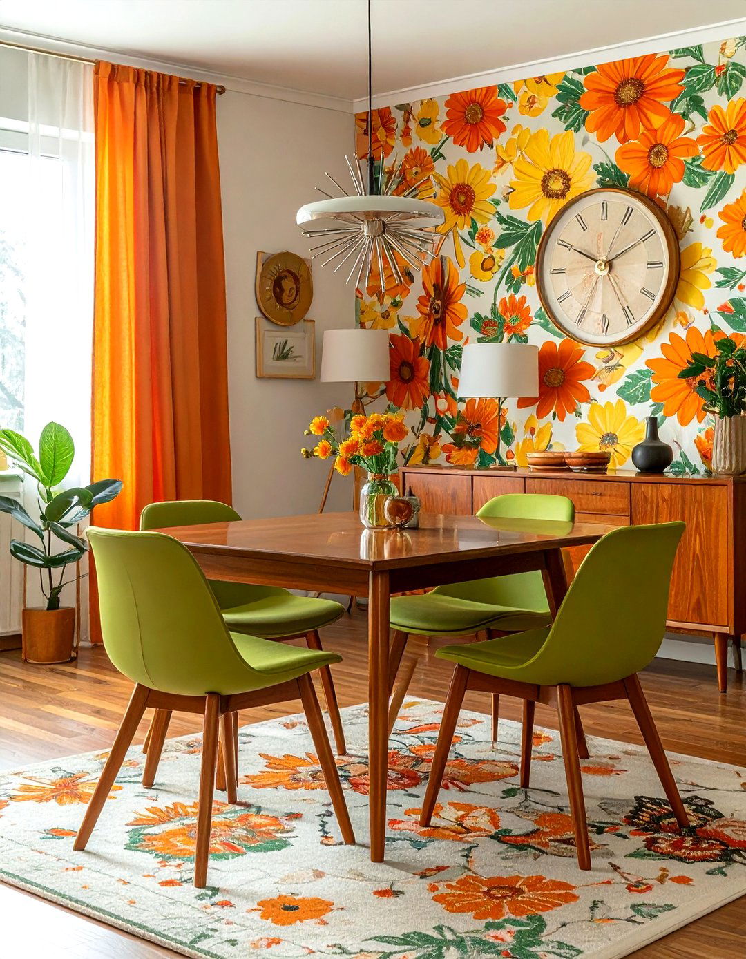 Retro Floral Dining Room - 30 floral dining room ideas