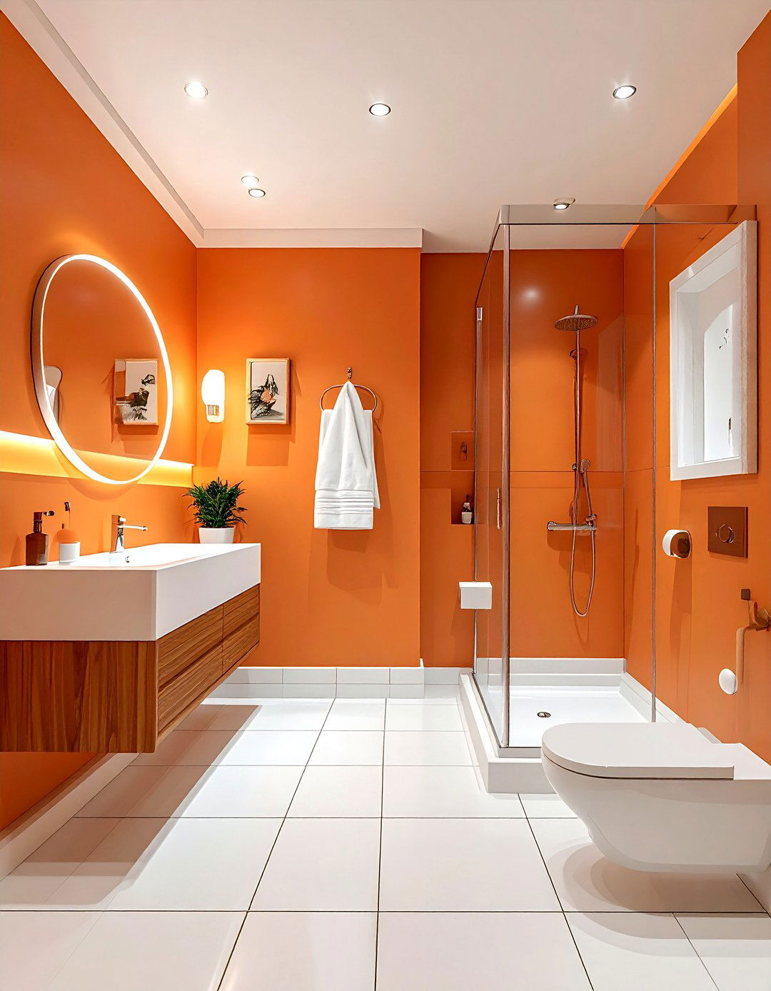 Retro Orange Bathroom - 30 orange and white bathroom ideas
