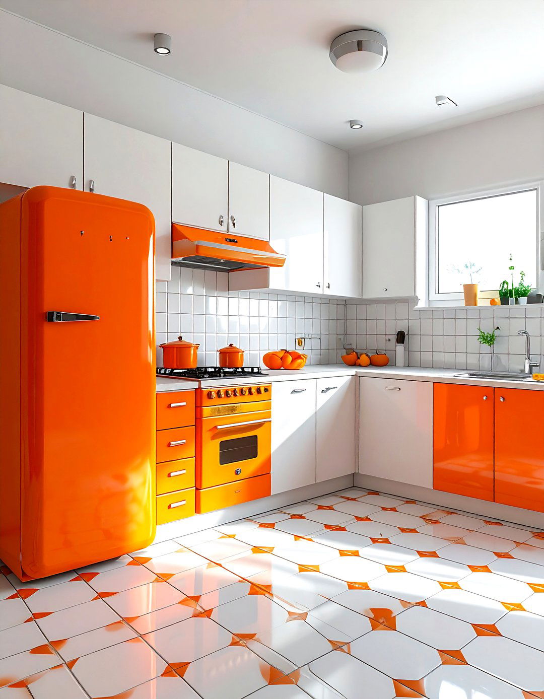 Retro Orange Kitchen - 30 orange and white kitchen ideas