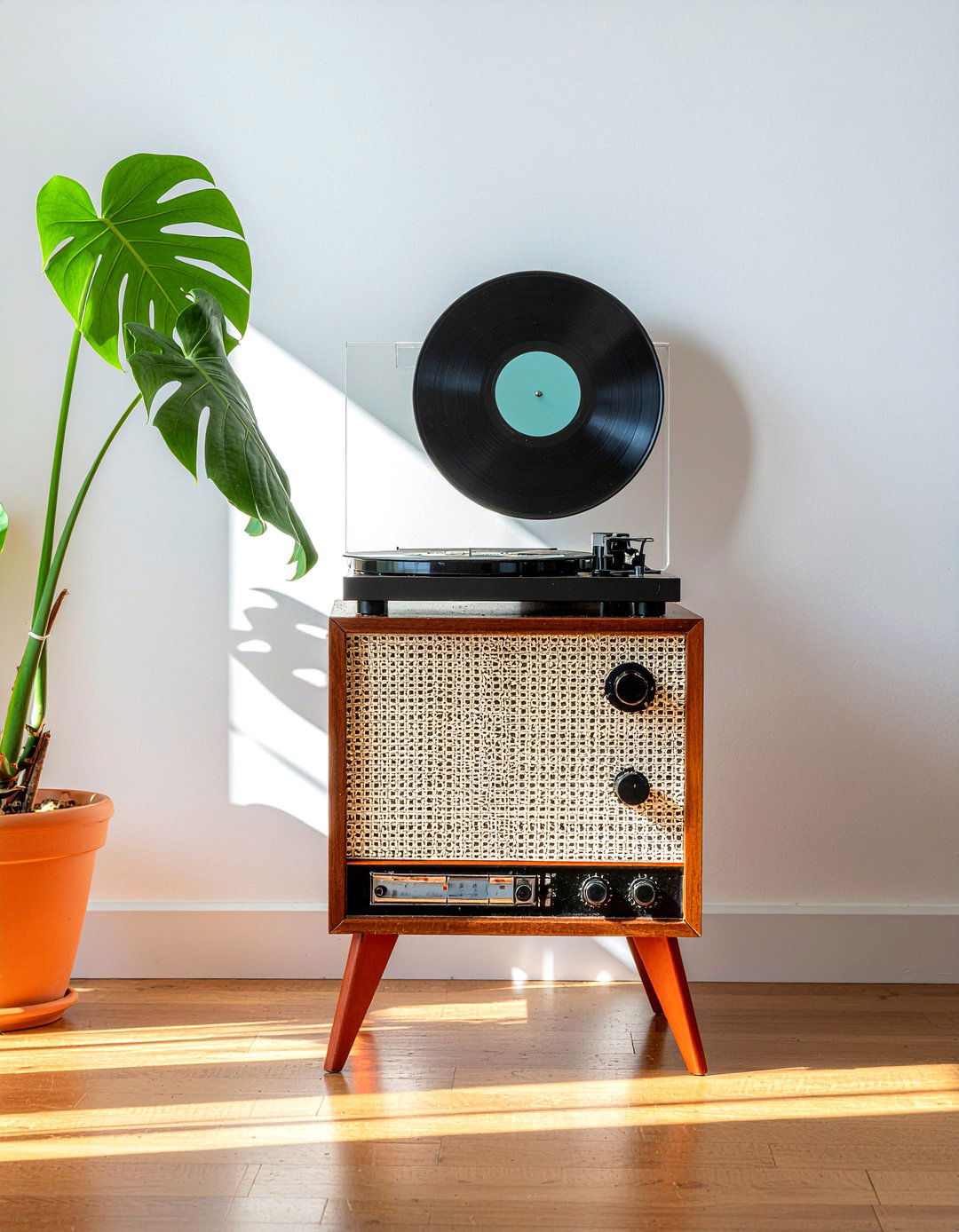 Retro Turntable Stand - 30 music themed living room ideas