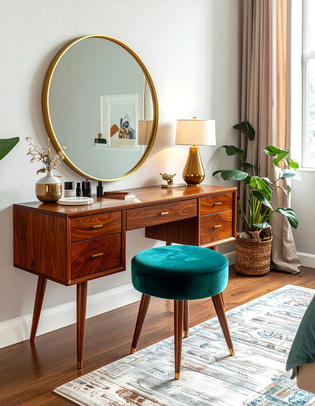 Retro Vanity Desk - 30 mid-century modern bedroom ideas