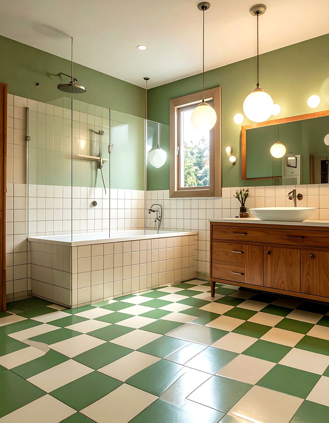 Retro checkerboard bathroom floor tile - 30 patterned tile bathroom ideas