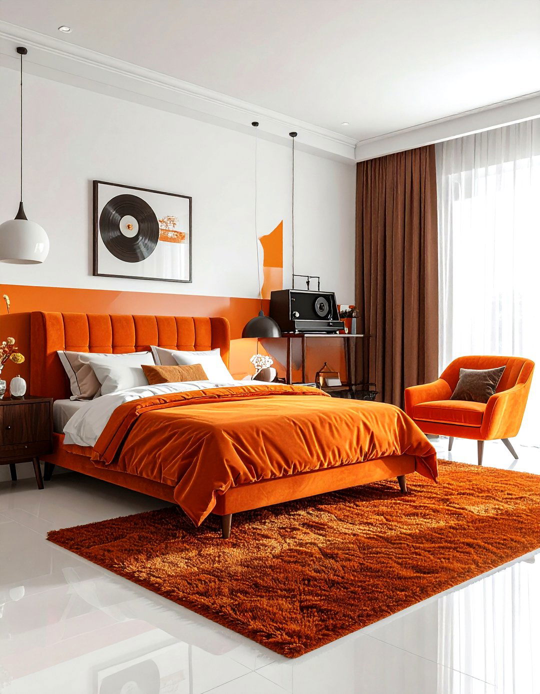 Retro orange bedroom - 30 orange bedroom decor ideas