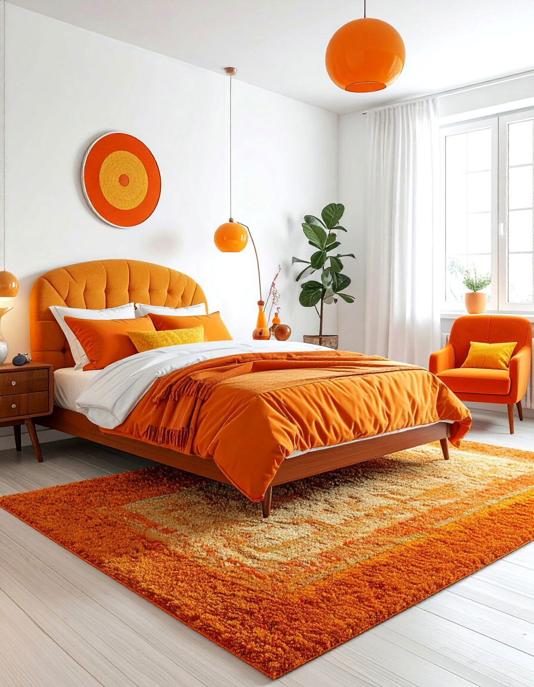 Retro orange bedroom - 30 bright orange bedroom ideas