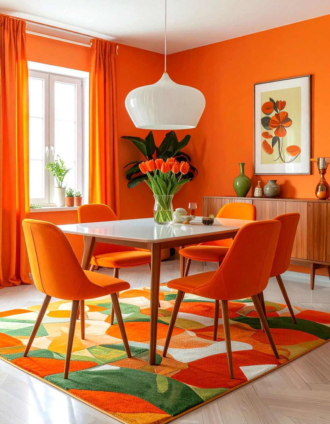 Retro orange dining room - 30 orange dining room decor ideas