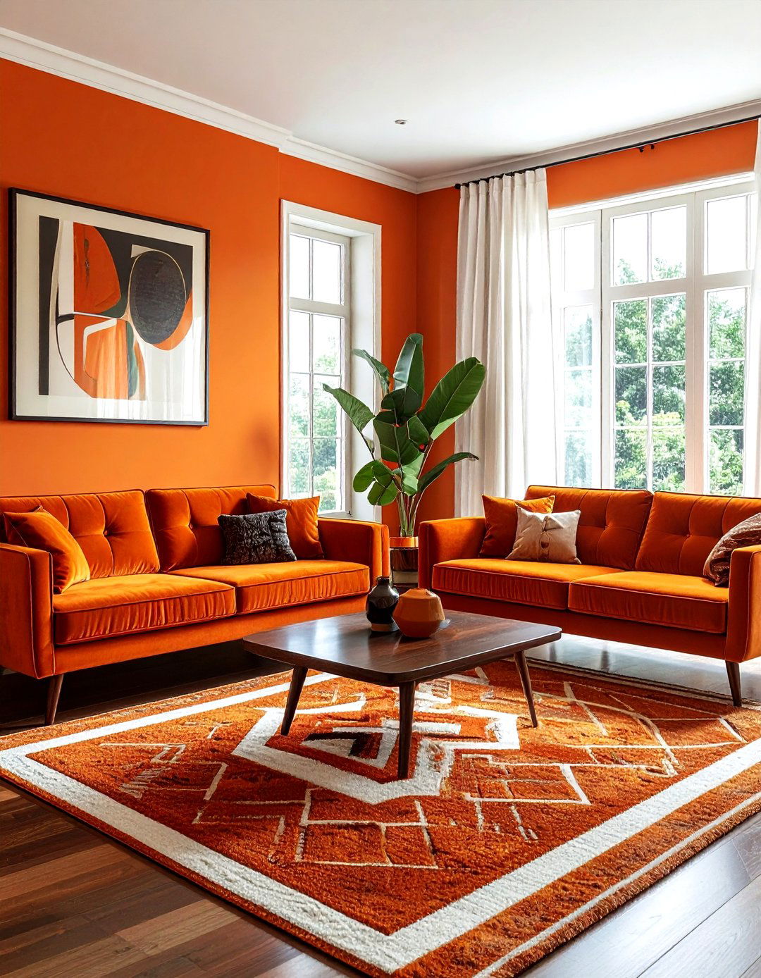 Retro orange living room - 30 bright orange living room ideas