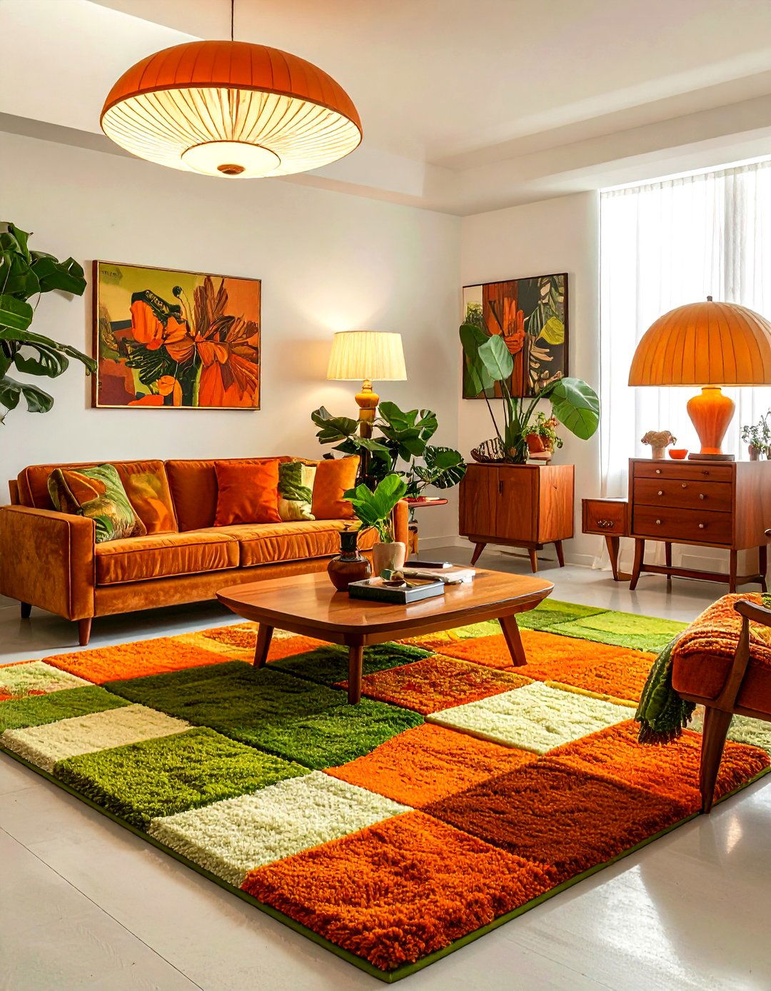 Retro patchwork vibe living room - 30 patchwork living room ideas