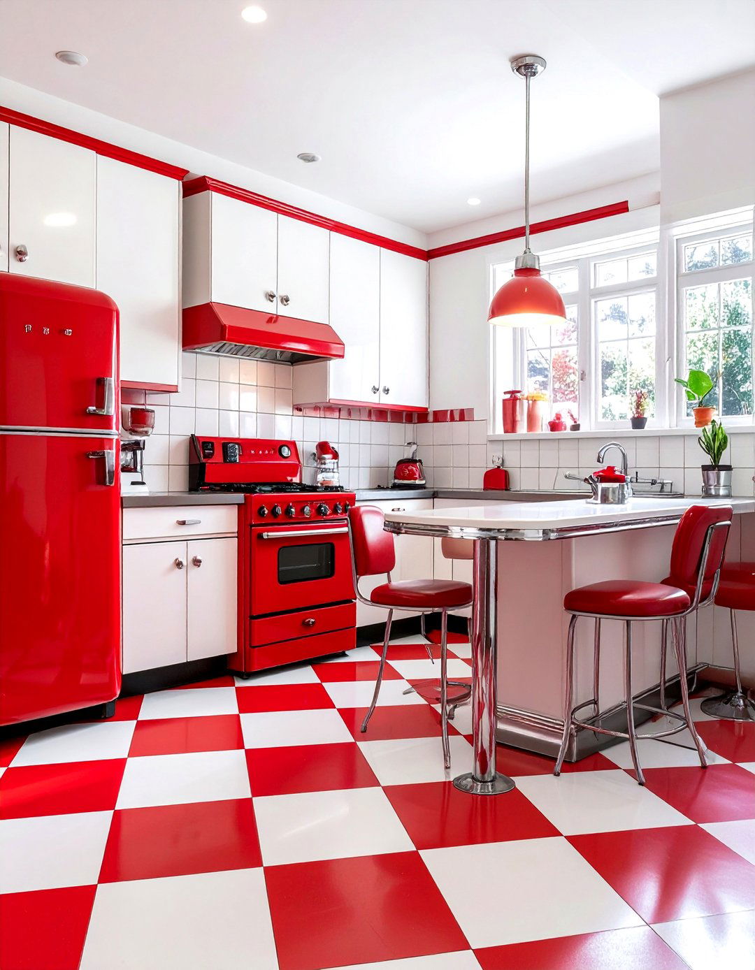 Retro red and white kitchen - 30 red and white kitchen ideas