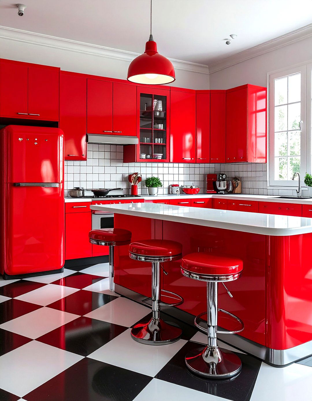 Retro red kitchen - 30 red kitchen color schemes