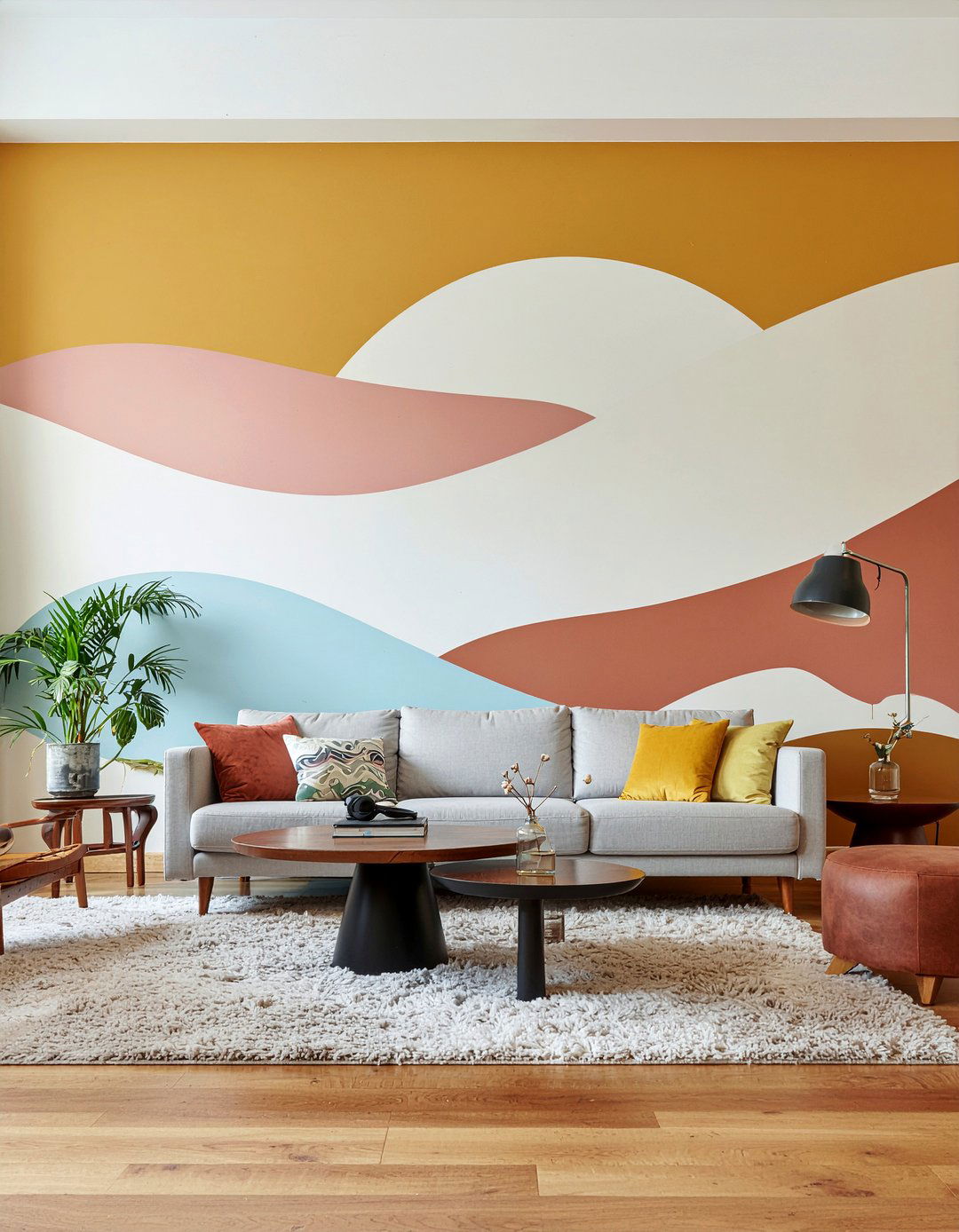 Retro s Curvilinear Wall - 30 living room geometric wall designs
