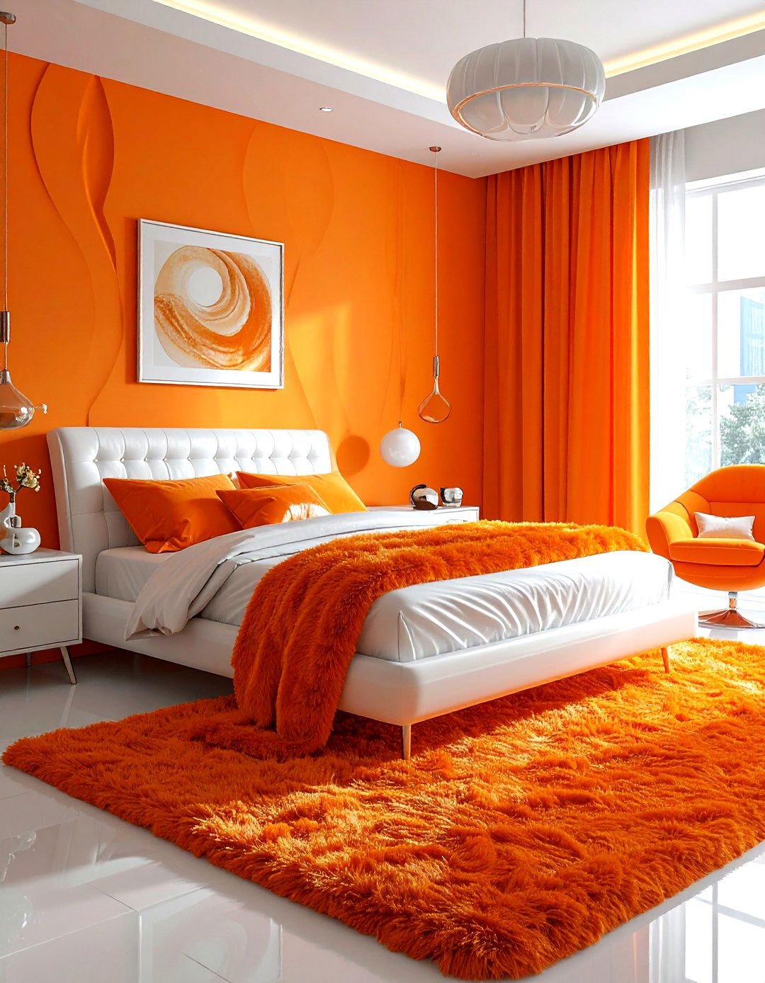 Retro s orange bedroom - 30 orange and white bedroom ideas