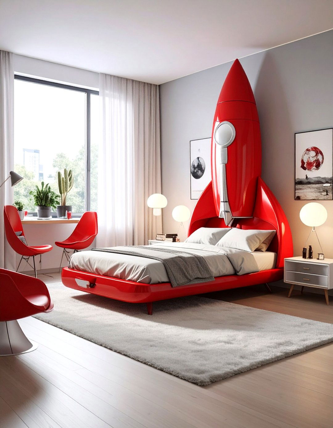 Retro sci fi rocket - 30 space themed bedroom ideas