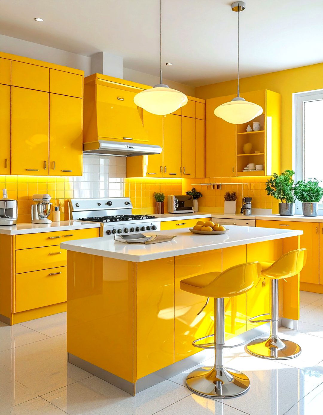 Retro yellow kitchen - 30 yellow and white kitchen ideas