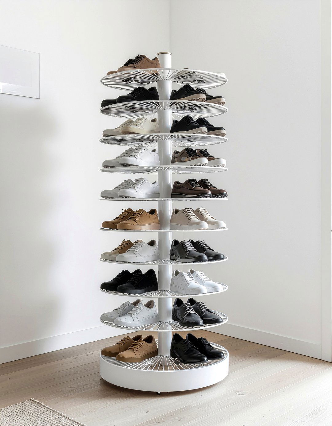 Revolving shoe rack - 30 entryway shoe storage ideas