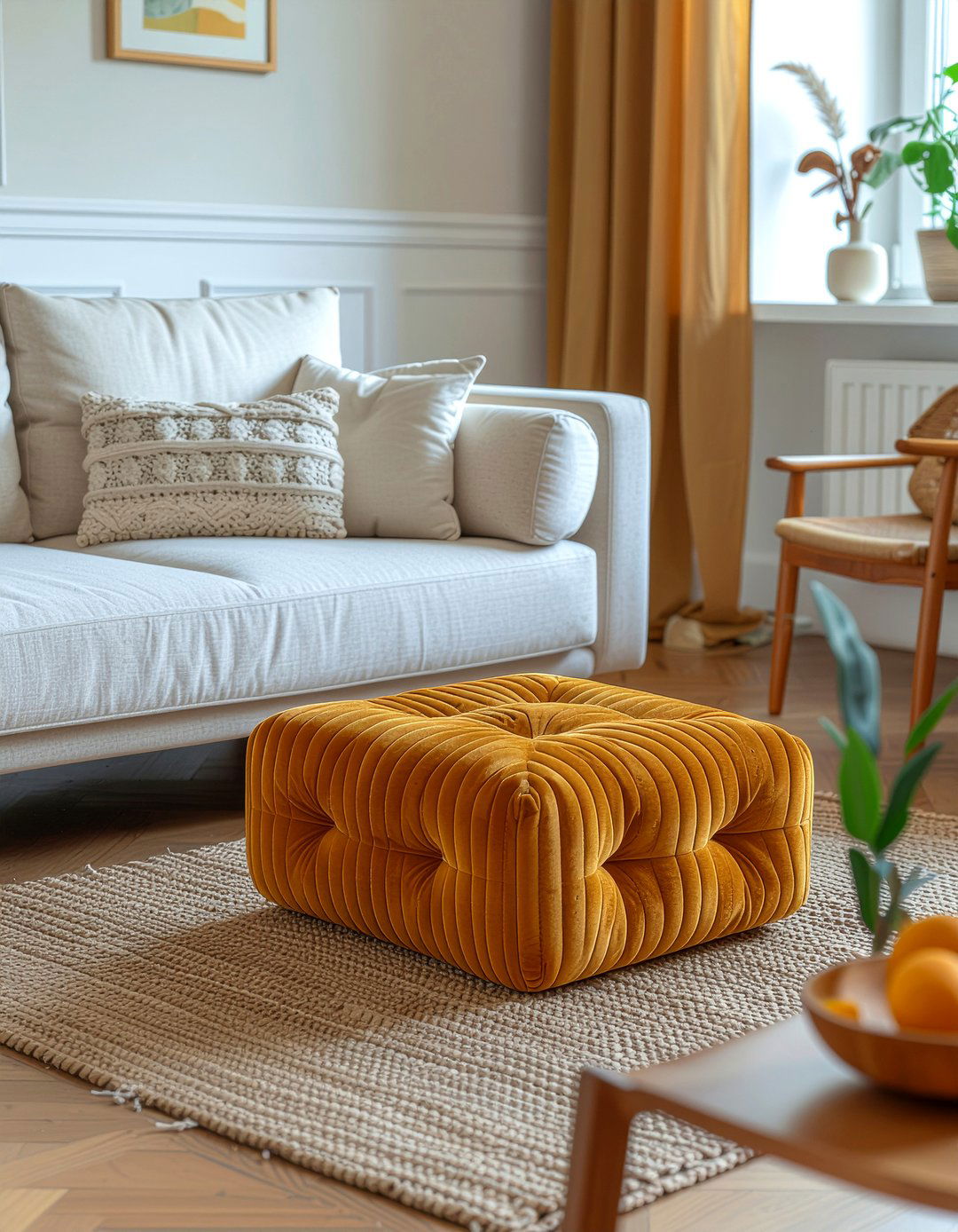 Ribbed Corduroy Cushion - 30 living room floor cushion ideas