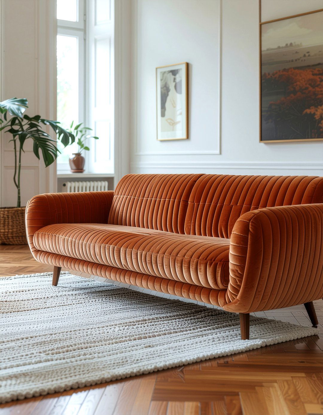 Ribbed Corduroy Sofa Fabric - 30 layered texture living room ideas