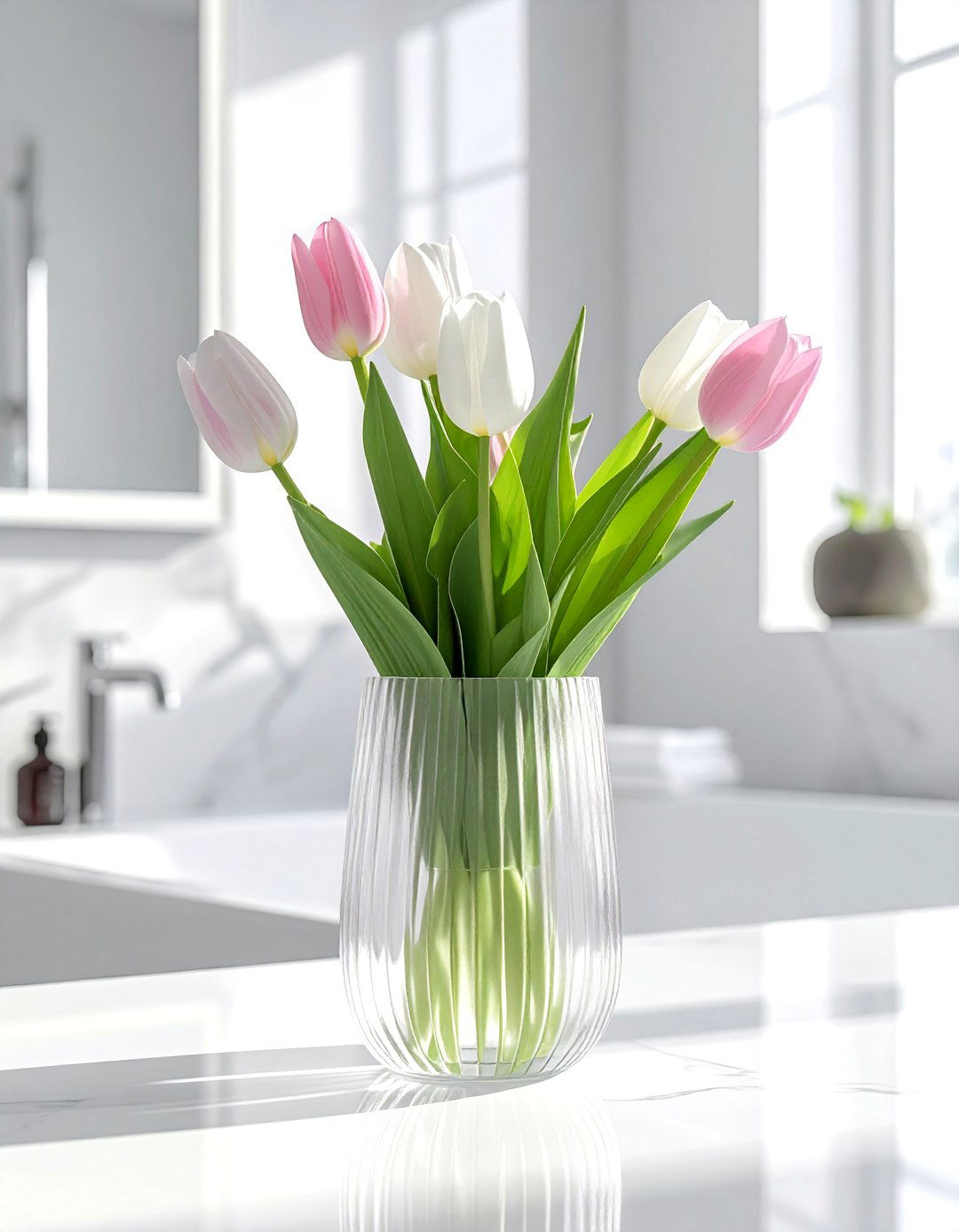 Ribbed Glass Bathroom Vase - 30 bathroom vase ideas