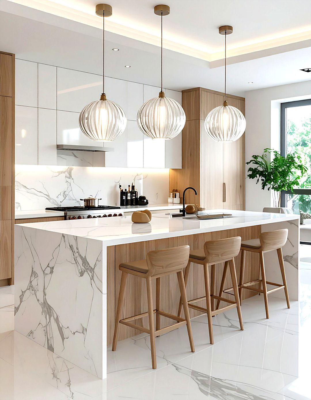 Ribbed Glass Pendant - 30 kitchen texture ideas