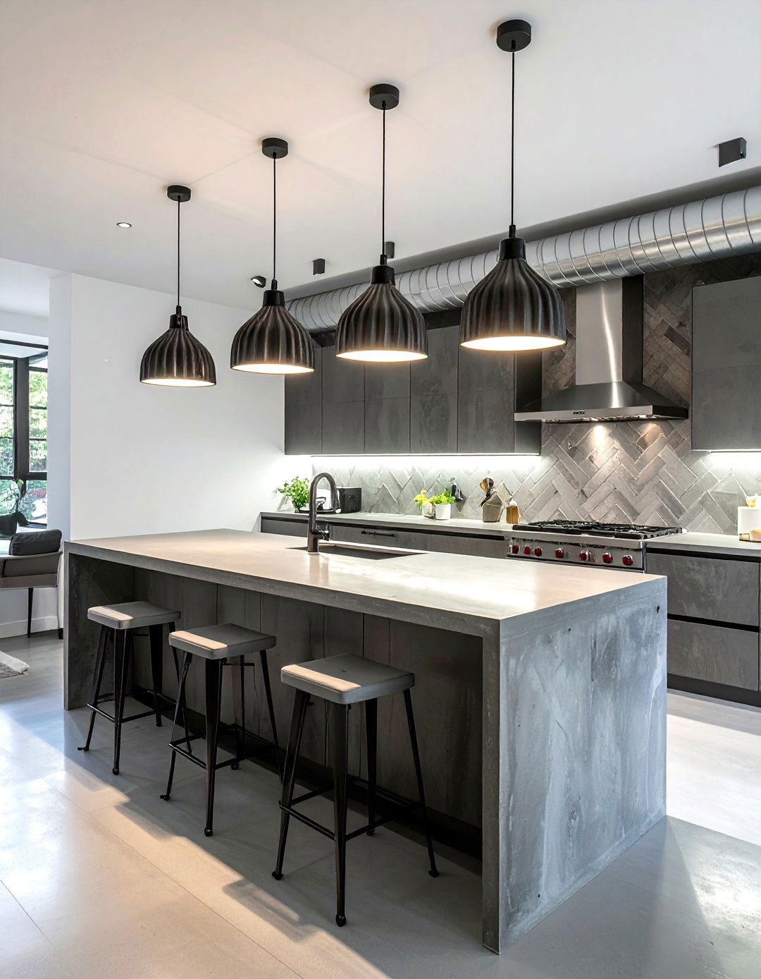 Ribbed Metal Light - 30 metal pendant kitchen ideas