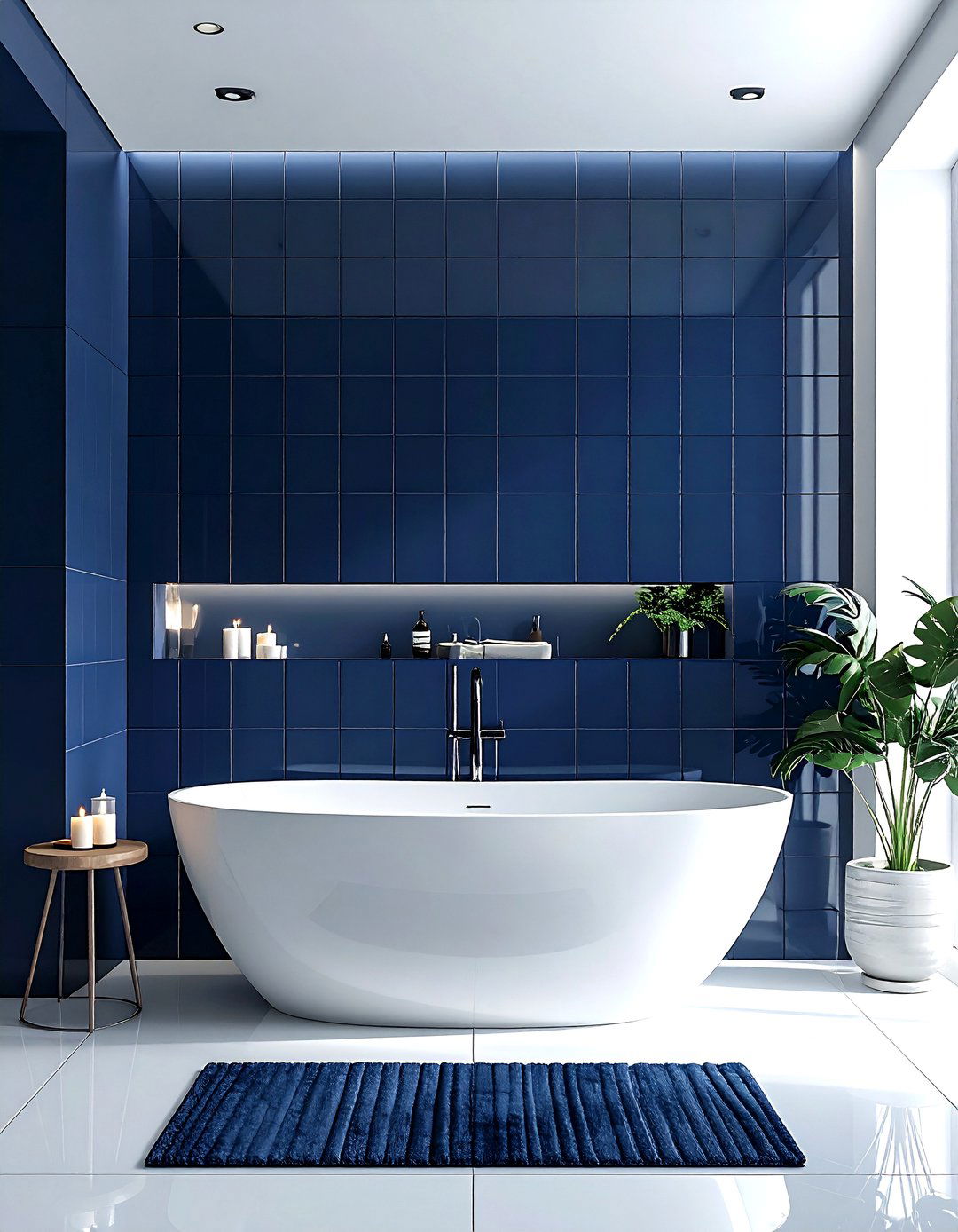 Ribbed Tile Accent Wall - 30 ribbed tile bathroom ideas