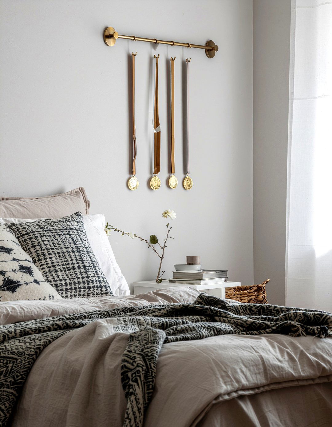 Ribbon display rod - 30 bedroom award display ideas