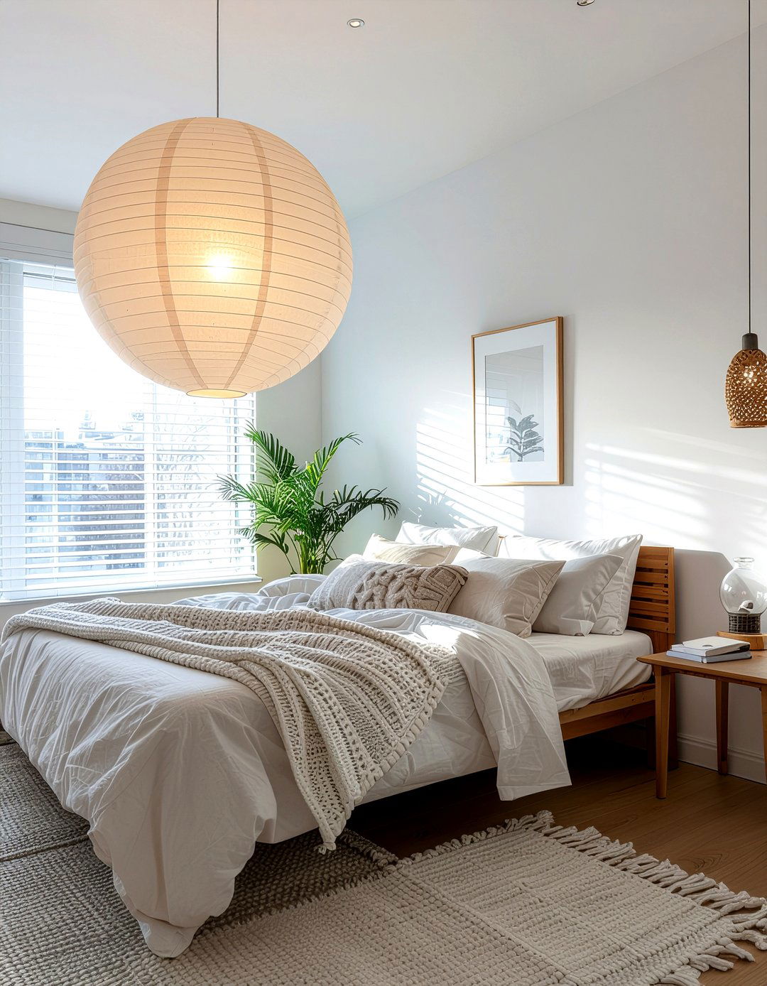Rice paper lantern - 30 Japanese bedroom ideas