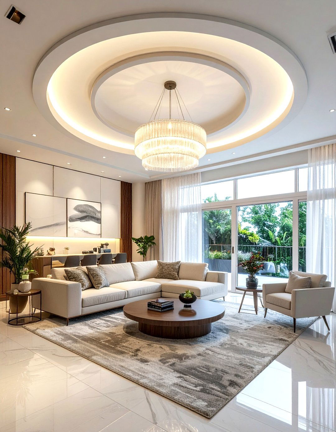 Ring ceiling medallion - 30 living room ceiling medallion ideas