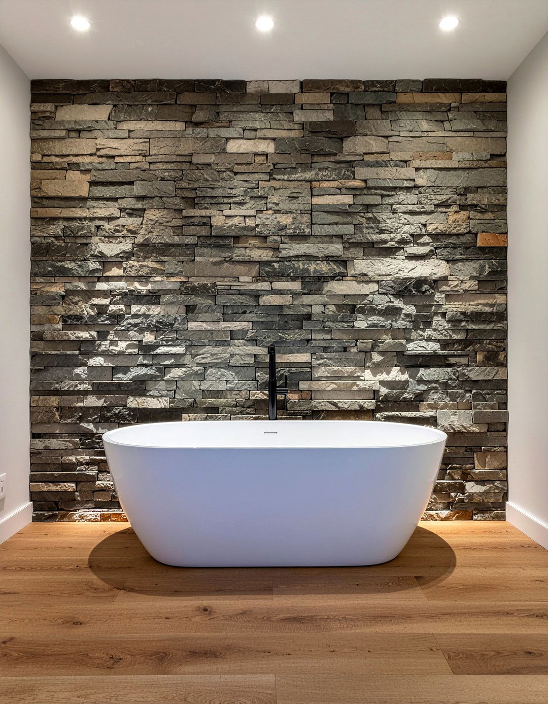 River Rock Accent Wall - 30 river rock bathroom ideas