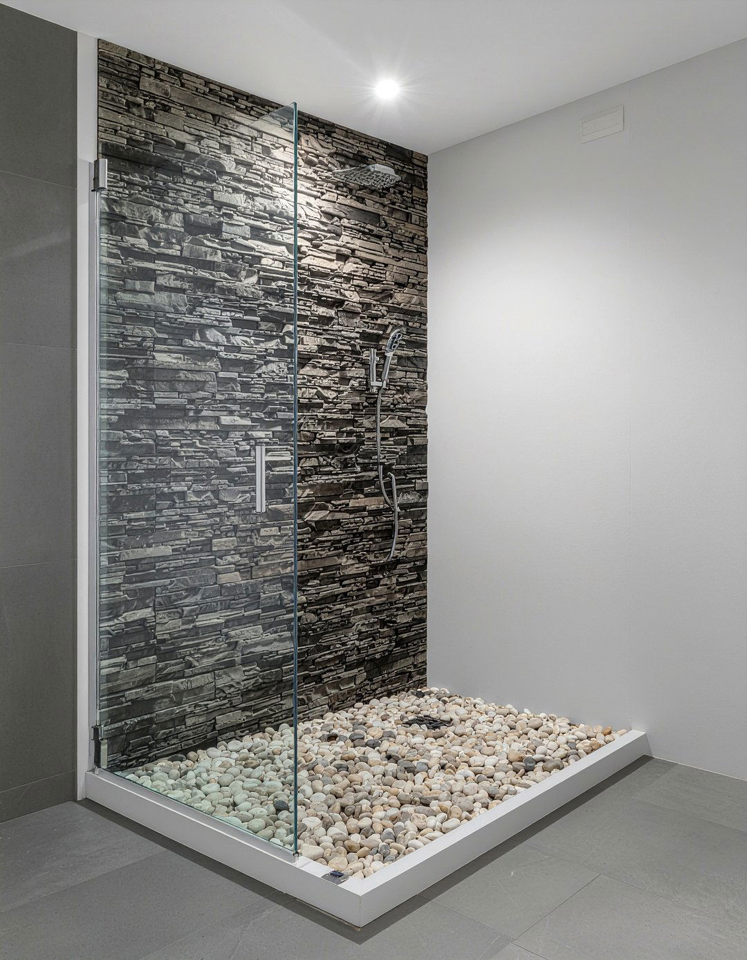 River Rock Corner Shower - 30 river rock bathroom ideas