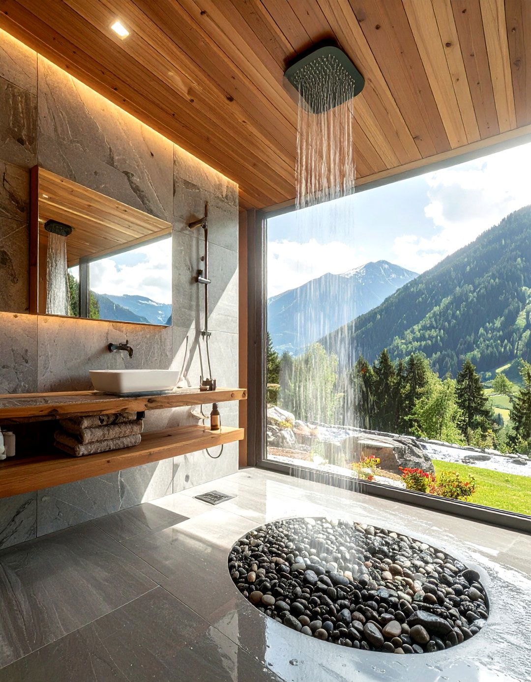 River Rock Shower - 30 chalet bathroom ideas