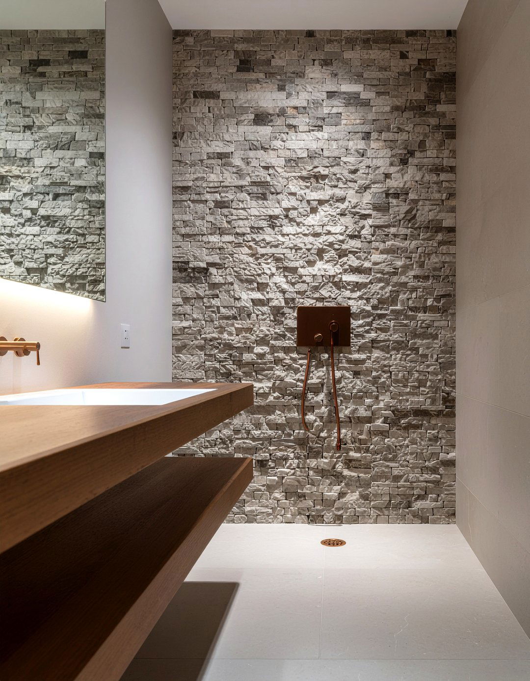 River Rock Tile - 30 nature-inspired bathroom ideas