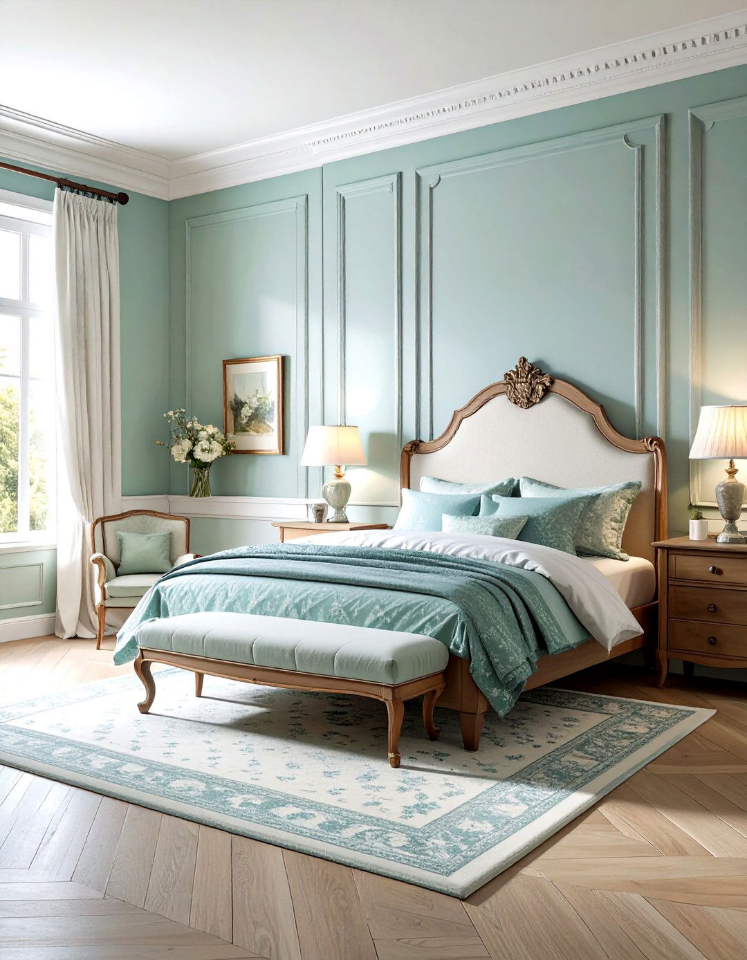 Robin Egg Blue French Country Bedroom - 30 cool blue bedroom ideas