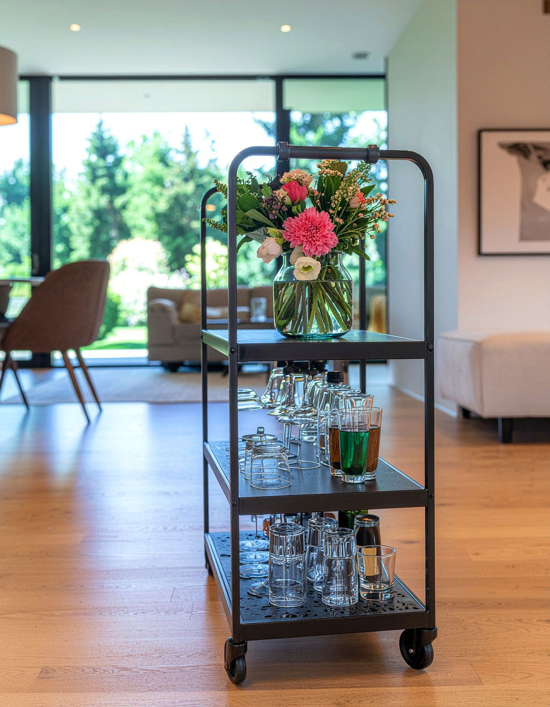 Rolling Bar Cart - 30 dining room bar cart ideas