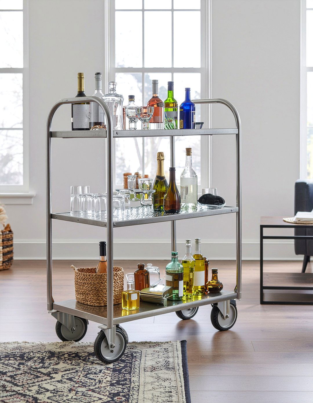 Rolling Bar Cart - 30 living room bar cart ideas