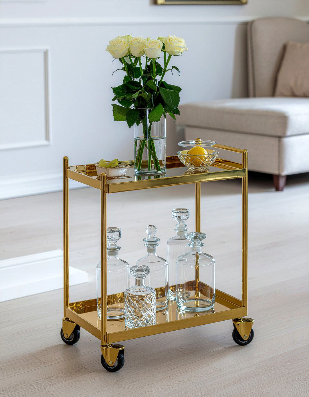 Rolling Bar Cart - 30 no damage living room ideas
